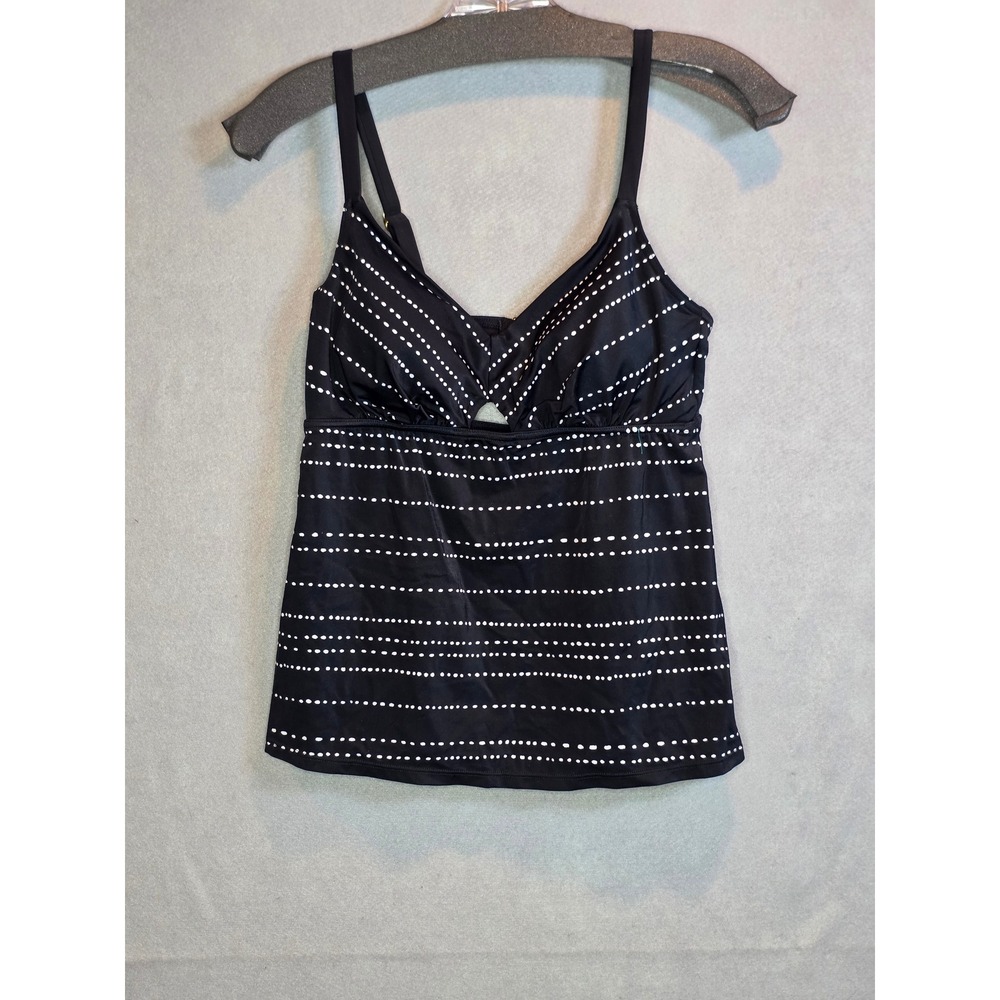 Dreamsuit by Miracle Brands Black White Dotted Tankini Swim Top 8 673808